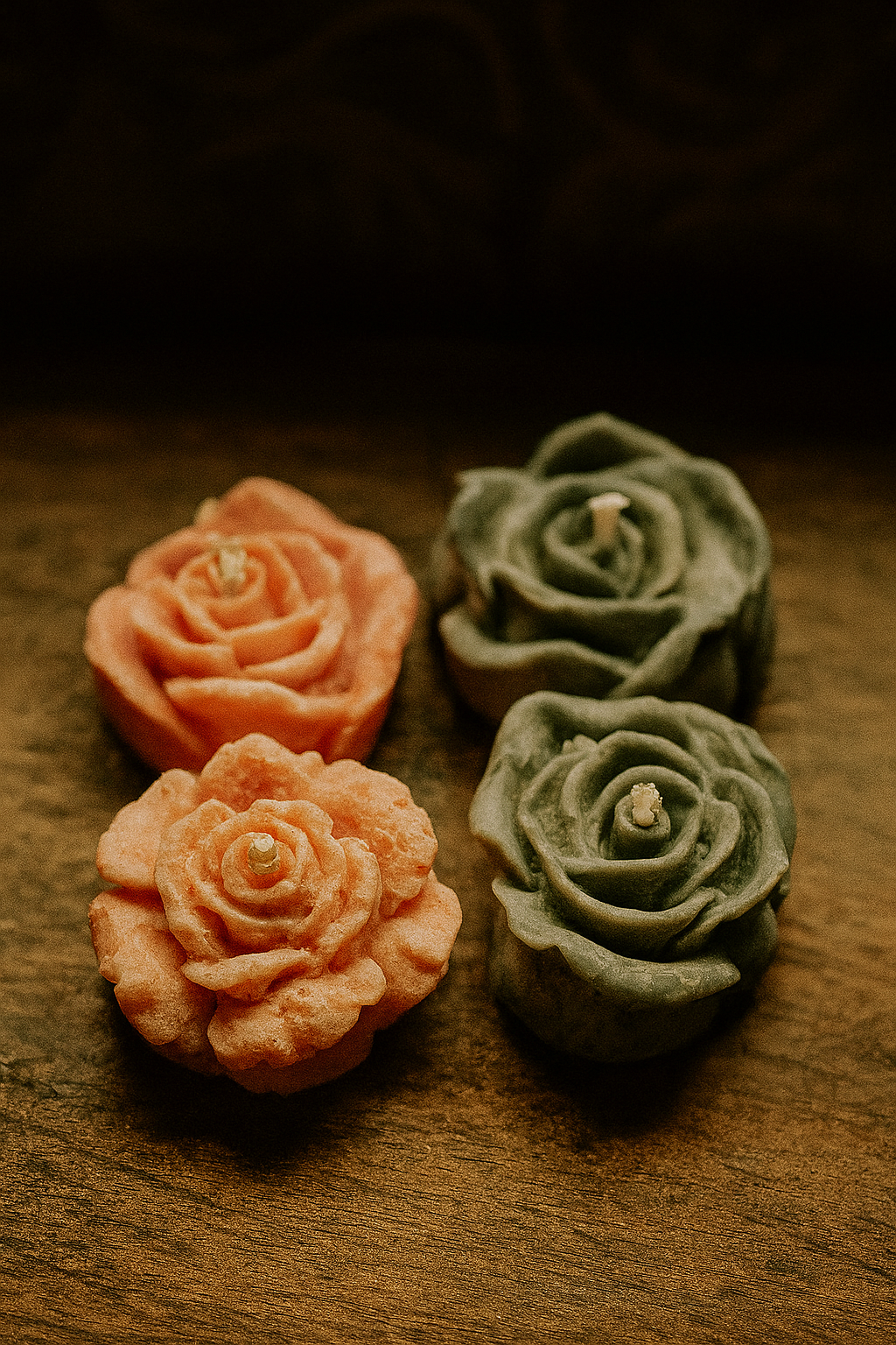 Handmade Flower-Shaped Mini Candles – Set of 4 (Gift Box)
