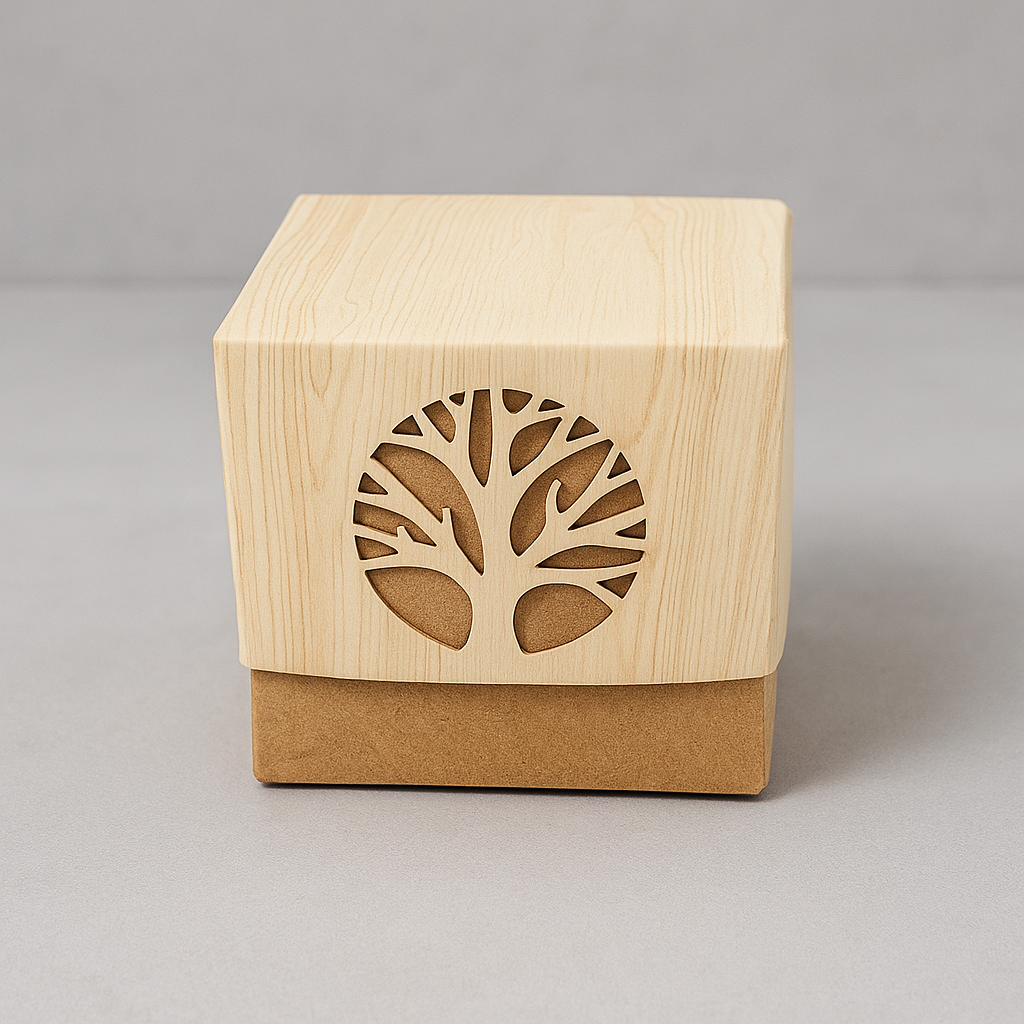 Eco Chic Tree Cut D -Out Gift Box – Natural Wood Finish
