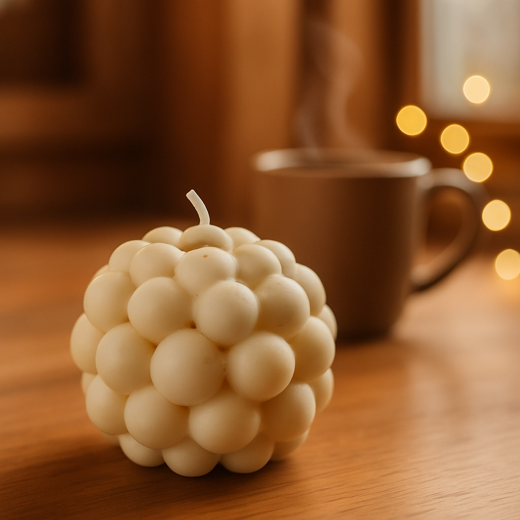 Bergamot Scented Bubble Ball Candle – Handcrafted Soy Wax with Gold Leaf 95g