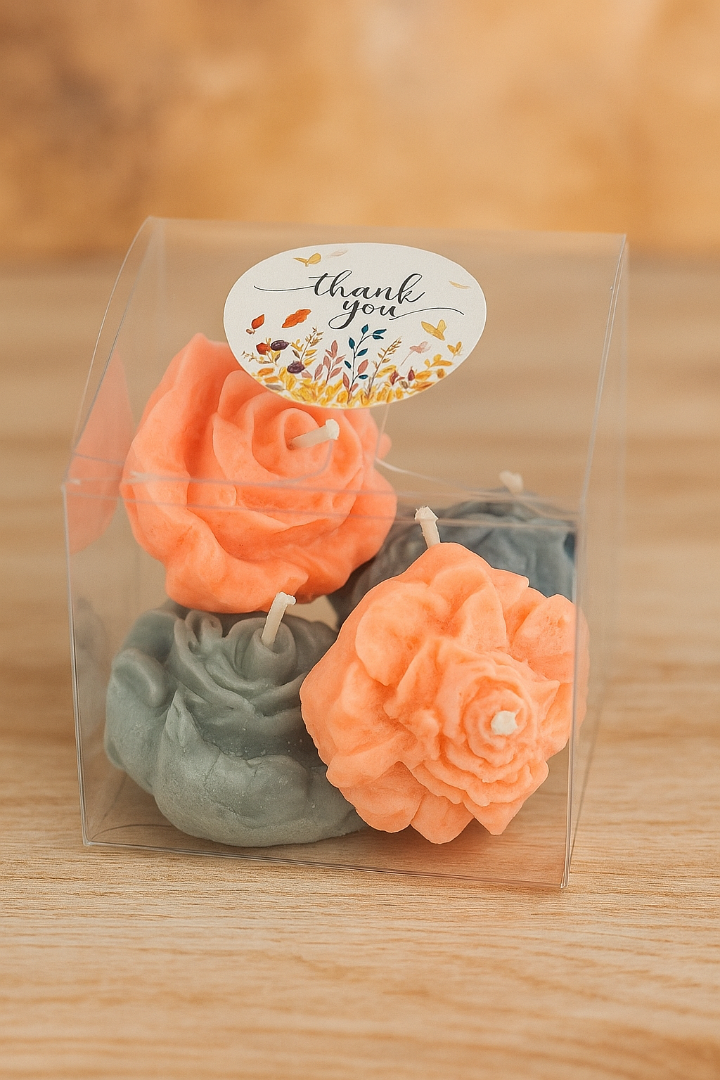 Handmade Flower-Shaped Mini Candles – Set of 4 (Gift Box)